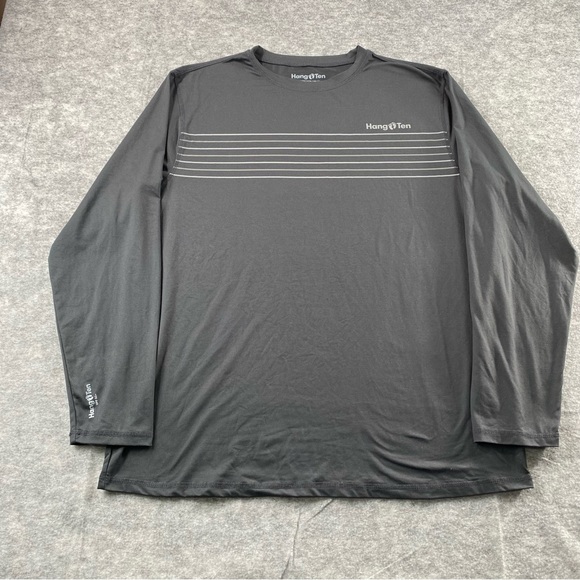 Hang Ten Other - Hang Ten Mens Gray/White Striped UV Protection Performance LS T-Shirt Size XL